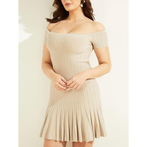 NWT Marciano by Guess Womens Ranya Sweater Dress 2GGK145036Z XS Nude Sand Brown - Picture 3 of 4